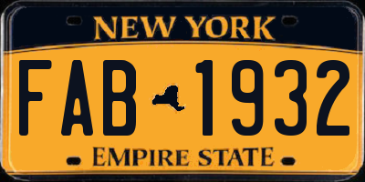 NY license plate FAB1932