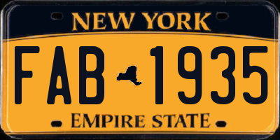 NY license plate FAB1935