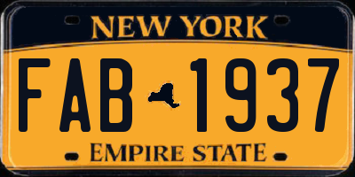 NY license plate FAB1937