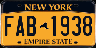 NY license plate FAB1938