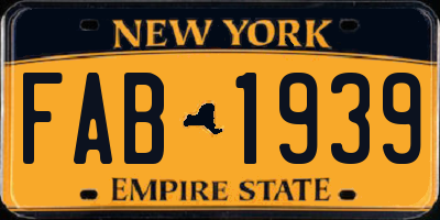 NY license plate FAB1939