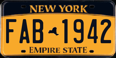 NY license plate FAB1942