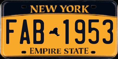 NY license plate FAB1953