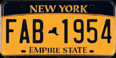 NY license plate FAB1954