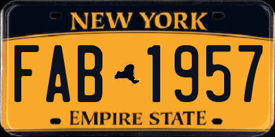 NY license plate FAB1957