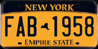 NY license plate FAB1958