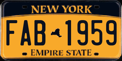 NY license plate FAB1959