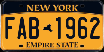 NY license plate FAB1962