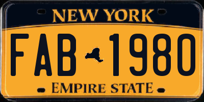 NY license plate FAB1980