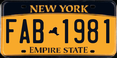 NY license plate FAB1981