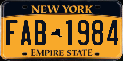 NY license plate FAB1984