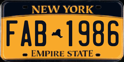 NY license plate FAB1986