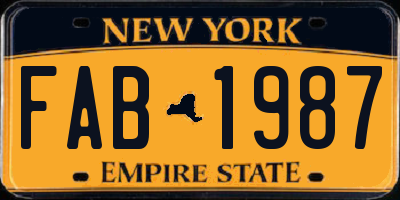 NY license plate FAB1987