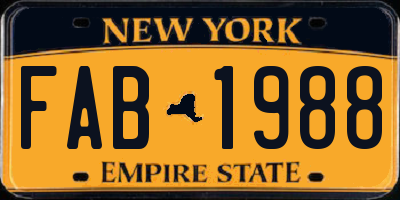 NY license plate FAB1988