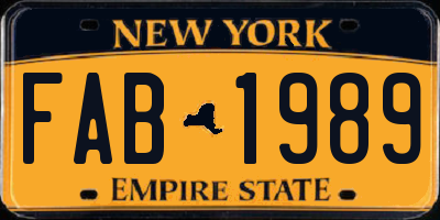 NY license plate FAB1989