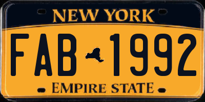 NY license plate FAB1992