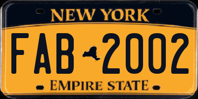 NY license plate FAB2002