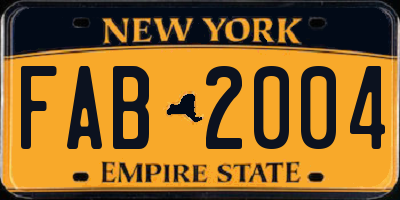 NY license plate FAB2004