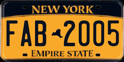 NY license plate FAB2005