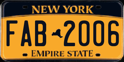 NY license plate FAB2006