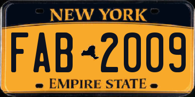 NY license plate FAB2009