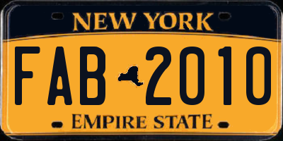 NY license plate FAB2010