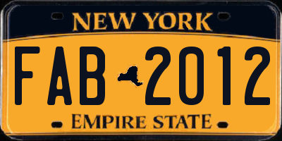 NY license plate FAB2012