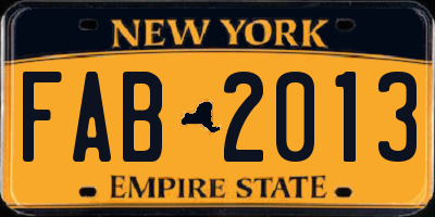 NY license plate FAB2013