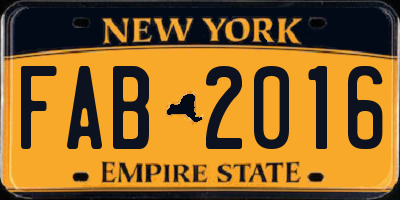 NY license plate FAB2016