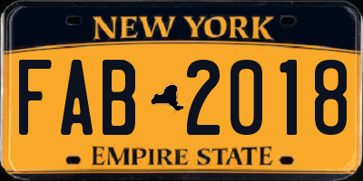 NY license plate FAB2018