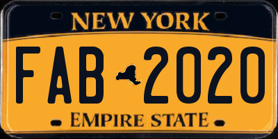 NY license plate FAB2020
