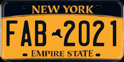 NY license plate FAB2021