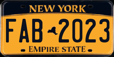 NY license plate FAB2023