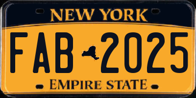 NY license plate FAB2025