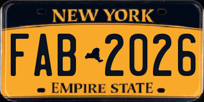 NY license plate FAB2026