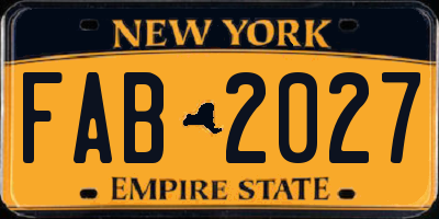 NY license plate FAB2027