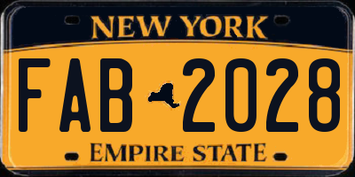 NY license plate FAB2028