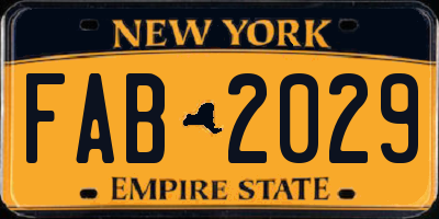 NY license plate FAB2029