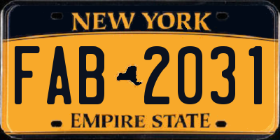 NY license plate FAB2031