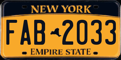 NY license plate FAB2033