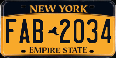 NY license plate FAB2034