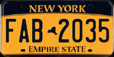 NY license plate FAB2035