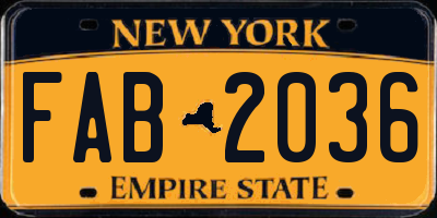 NY license plate FAB2036