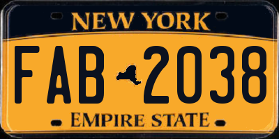 NY license plate FAB2038