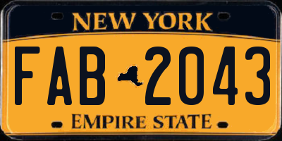 NY license plate FAB2043