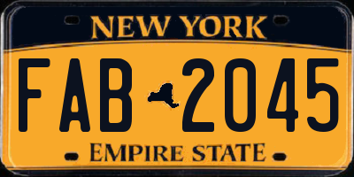 NY license plate FAB2045