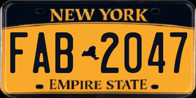 NY license plate FAB2047