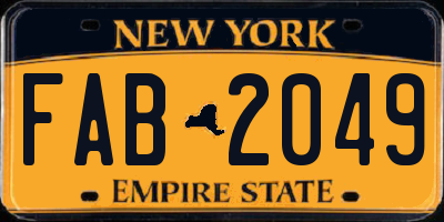 NY license plate FAB2049