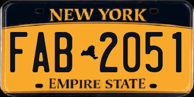 NY license plate FAB2051