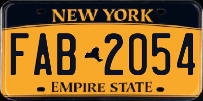 NY license plate FAB2054